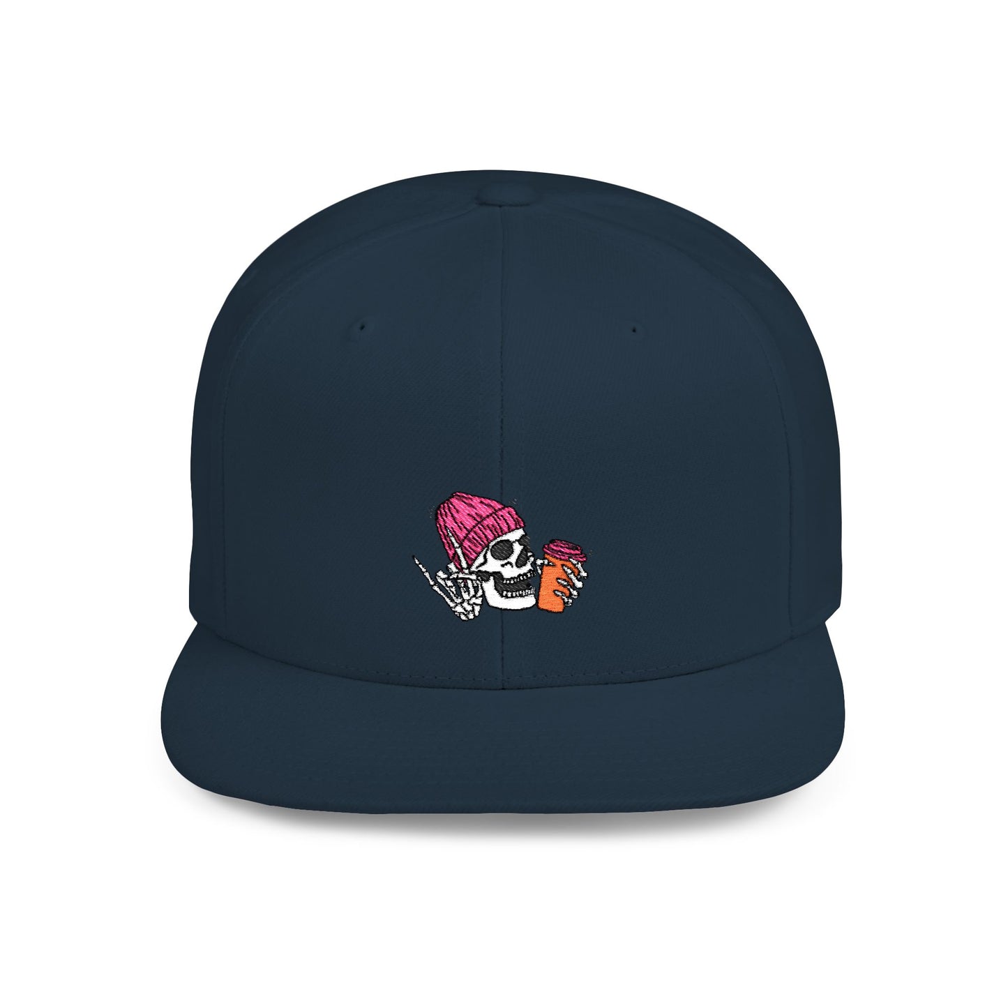 Chill Vibes Skull Beanie Flat Bill Snapback - Casual Adjustable Hat