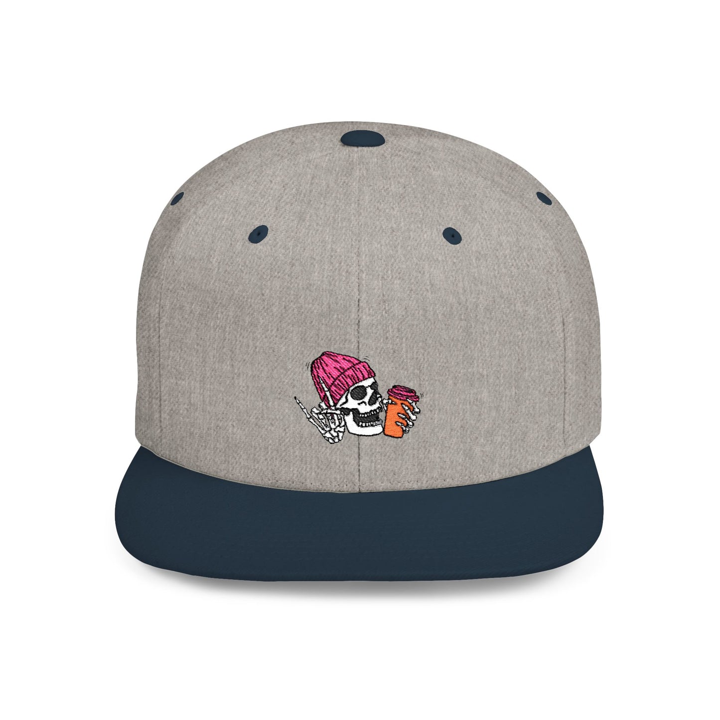 Chill Vibes Skull Beanie Flat Bill Snapback - Casual Adjustable Hat