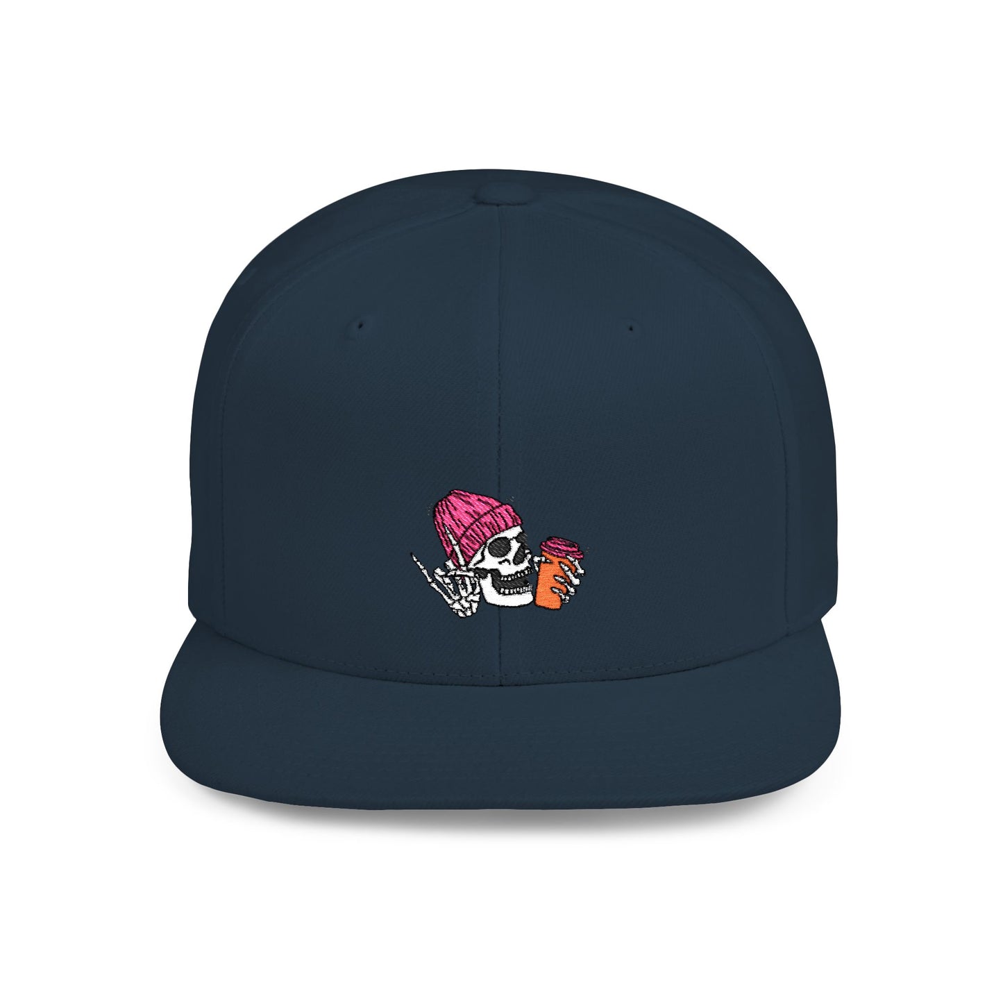 Chill Vibes Skull Beanie Flat Bill Snapback - Casual Adjustable Hat