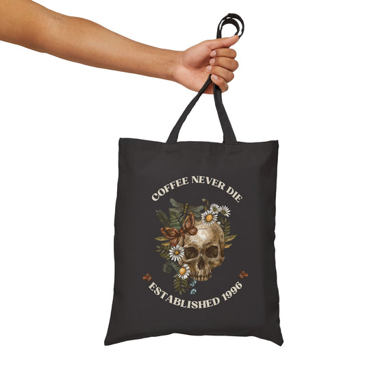 Coffee Never Die Skull Tote Bag - Stylish Canvas Bag