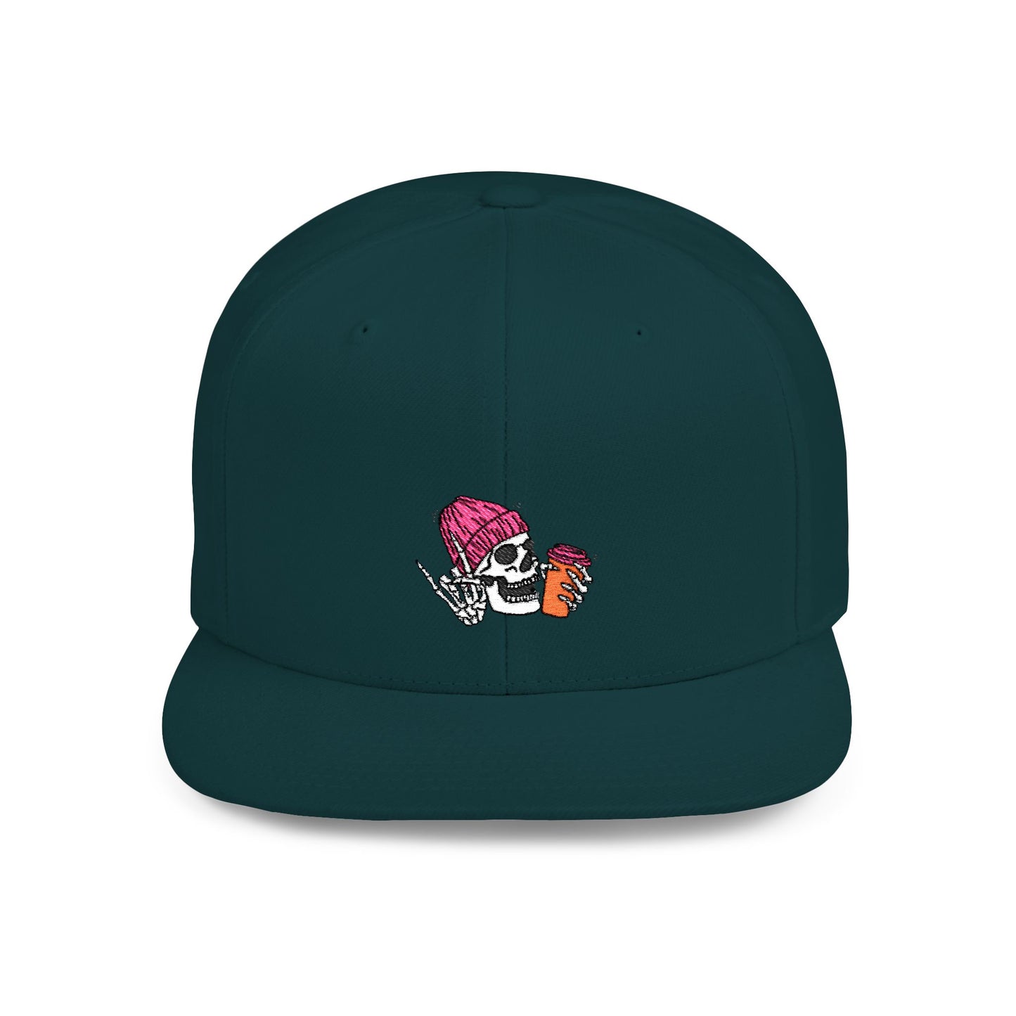 Chill Vibes Skull Beanie Flat Bill Snapback - Casual Adjustable Hat