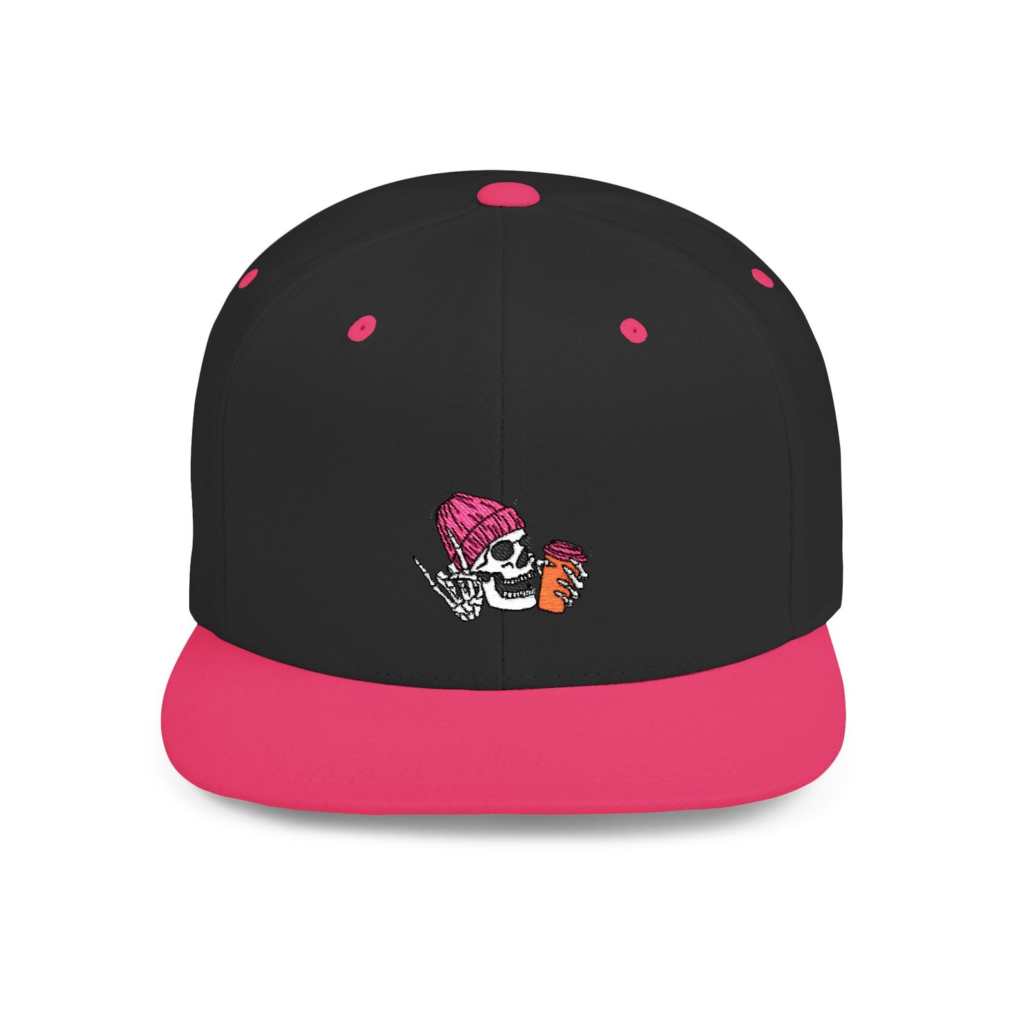 Chill Vibes Skull Beanie Flat Bill Snapback - Casual Adjustable Hat