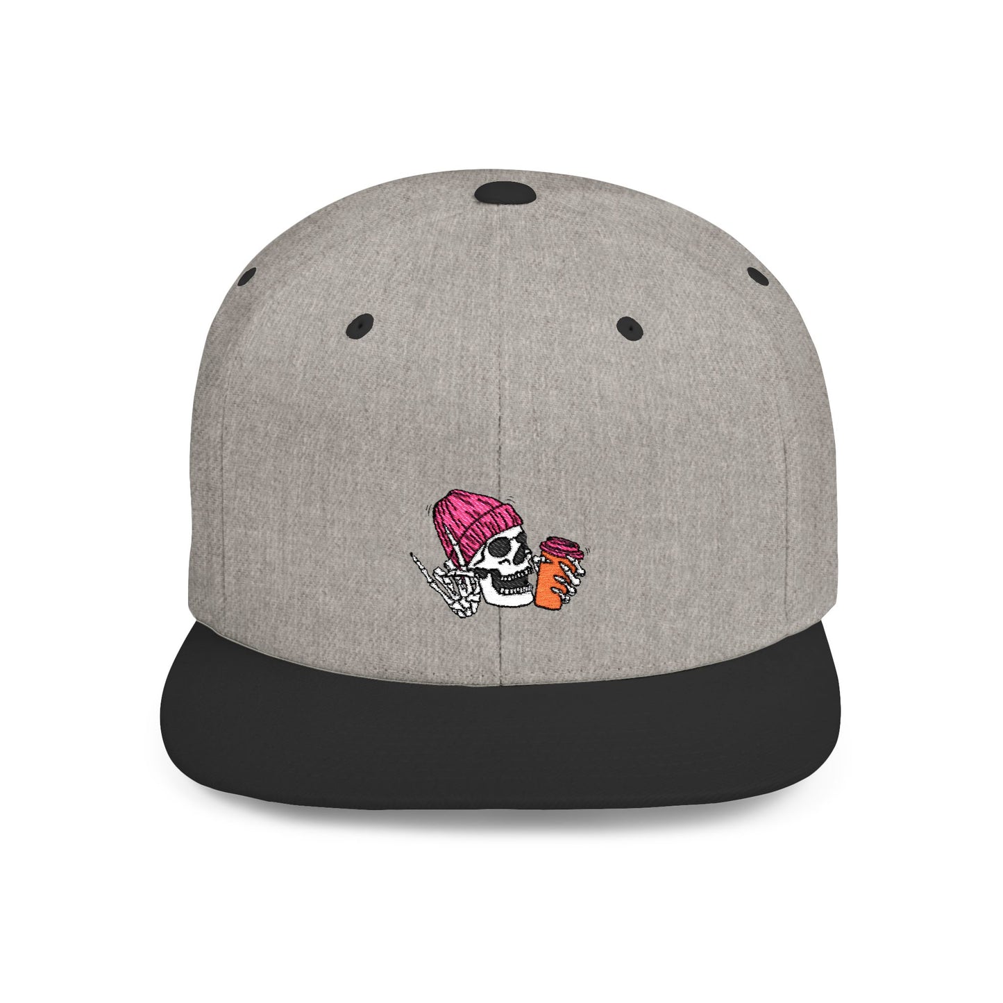 Chill Vibes Skull Beanie Flat Bill Snapback - Casual Adjustable Hat