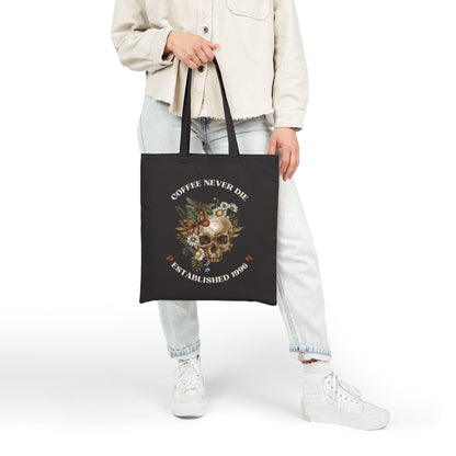 Coffee Never Die Skull Tote Bag - Stylish Canvas Bag