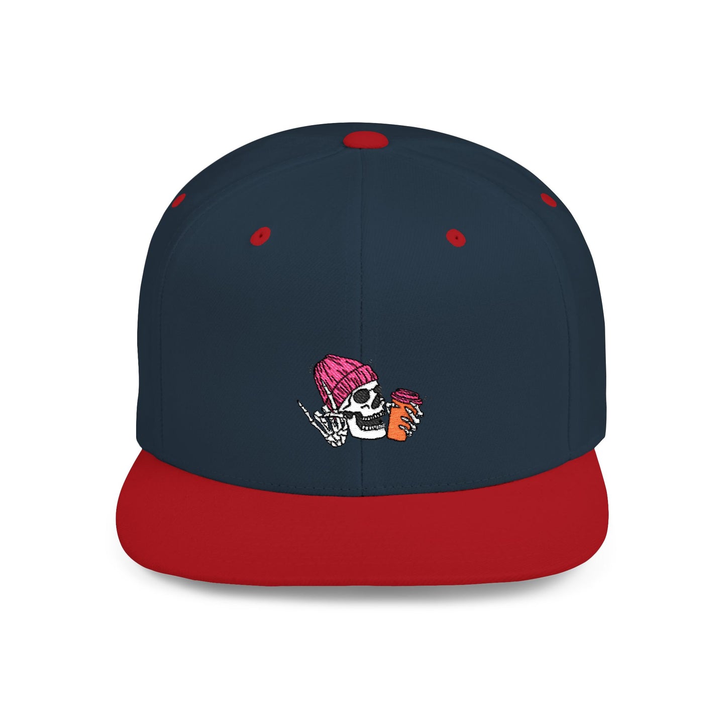 Chill Vibes Skull Beanie Flat Bill Snapback - Casual Adjustable Hat