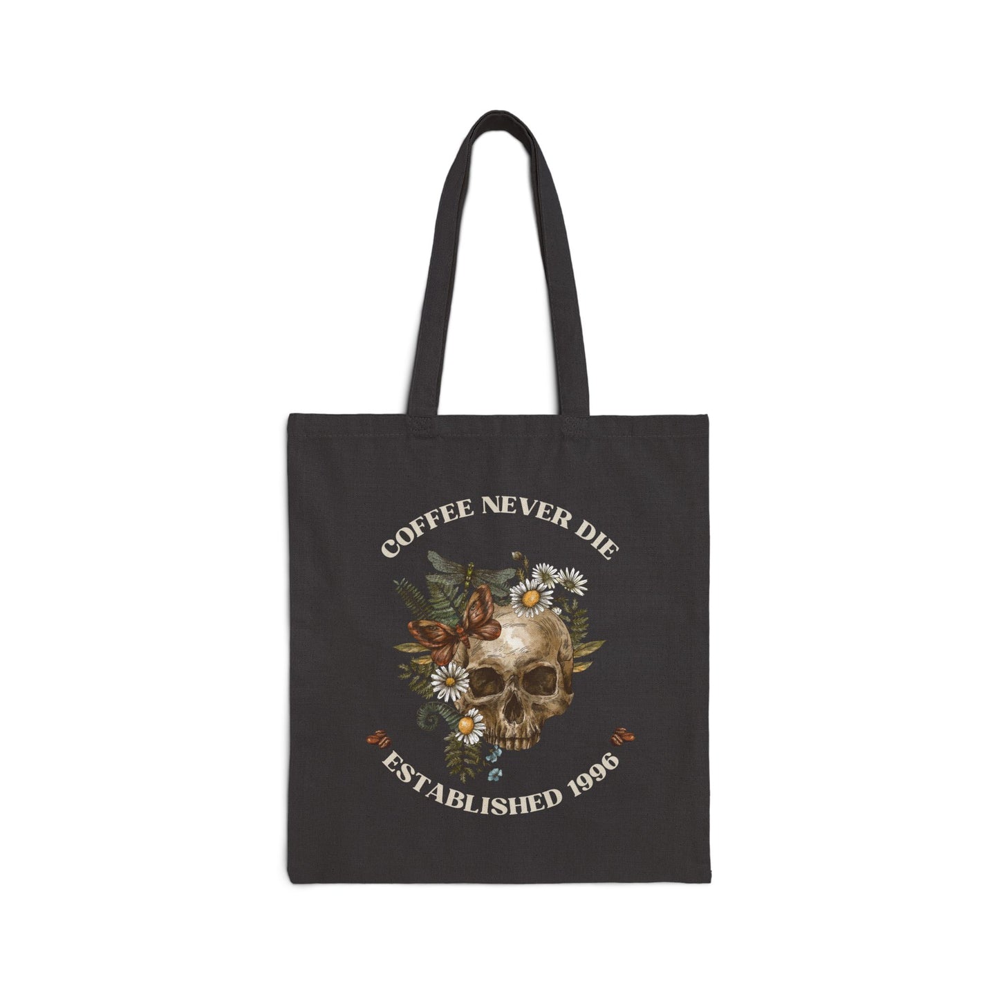 Coffee Never Die Skull Tote Bag - Stylish Canvas Bag