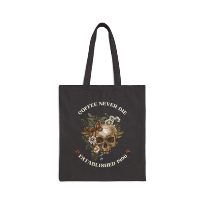 Coffee Never Die Skull Tote Bag - Stylish Canvas Bag