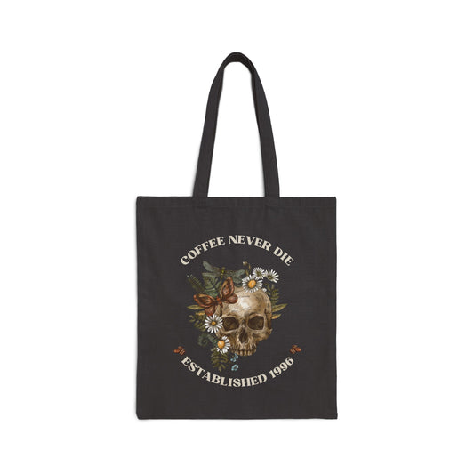 Coffee Never Die Skull Tote Bag - Stylish Canvas Bag