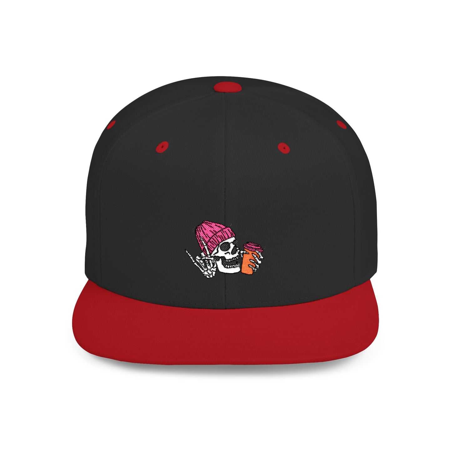 Chill Vibes Skull Beanie Flat Bill Snapback - Casual Adjustable Hat