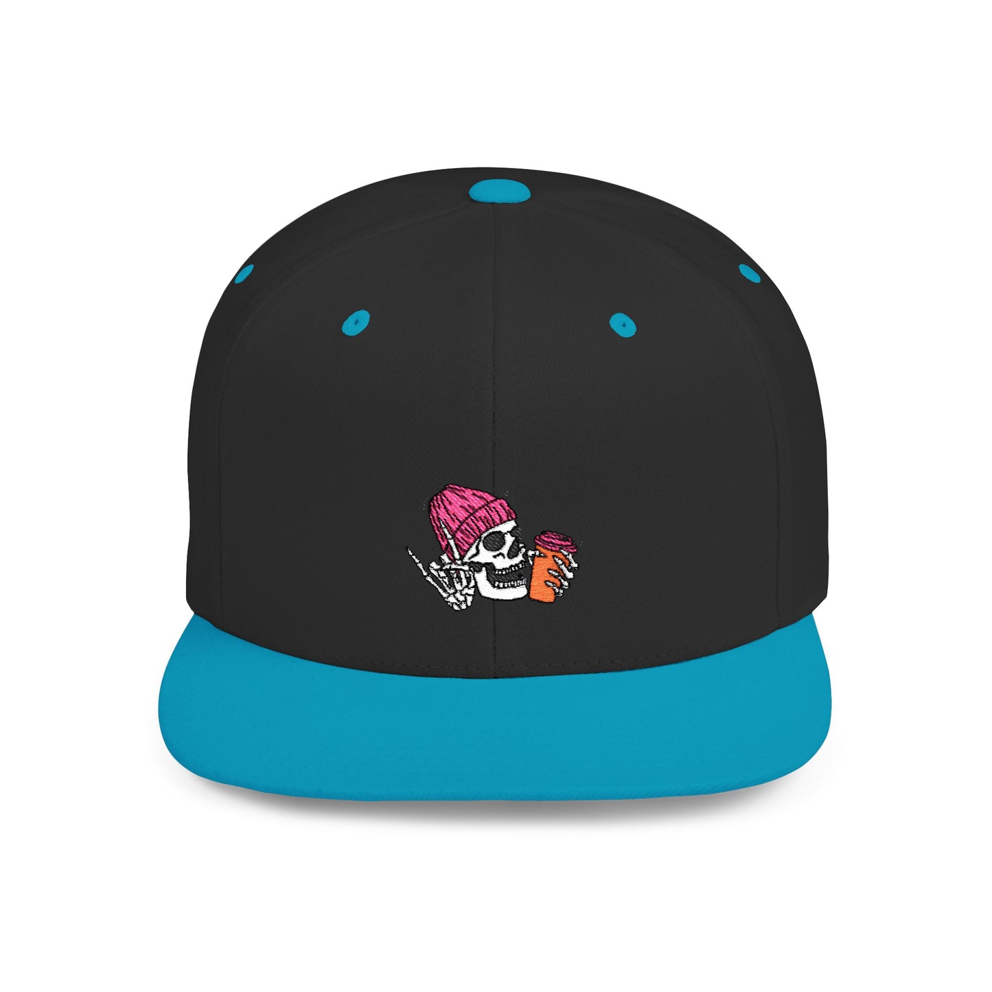 Chill Vibes Skull Beanie Flat Bill Snapback - Casual Adjustable Hat