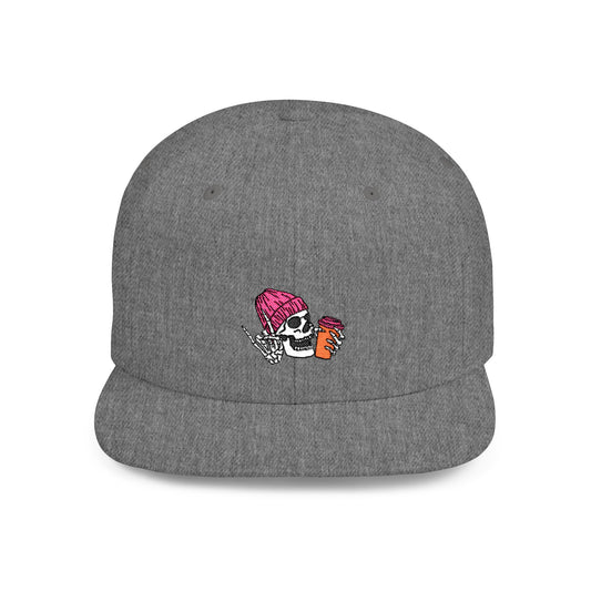 Chill Vibes Skull Beanie Flat Bill Snapback - Casual Adjustable Hat